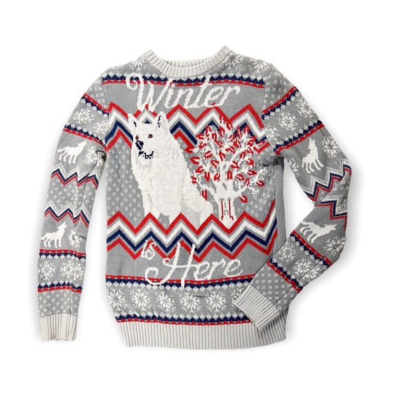 Game of Thrones Winter Is Here Fair Isle Graphic Sweater SZ S - Picture 3 of 11